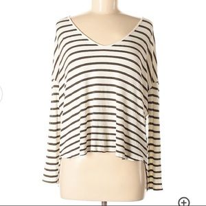 White and brown striped loose fit sweater